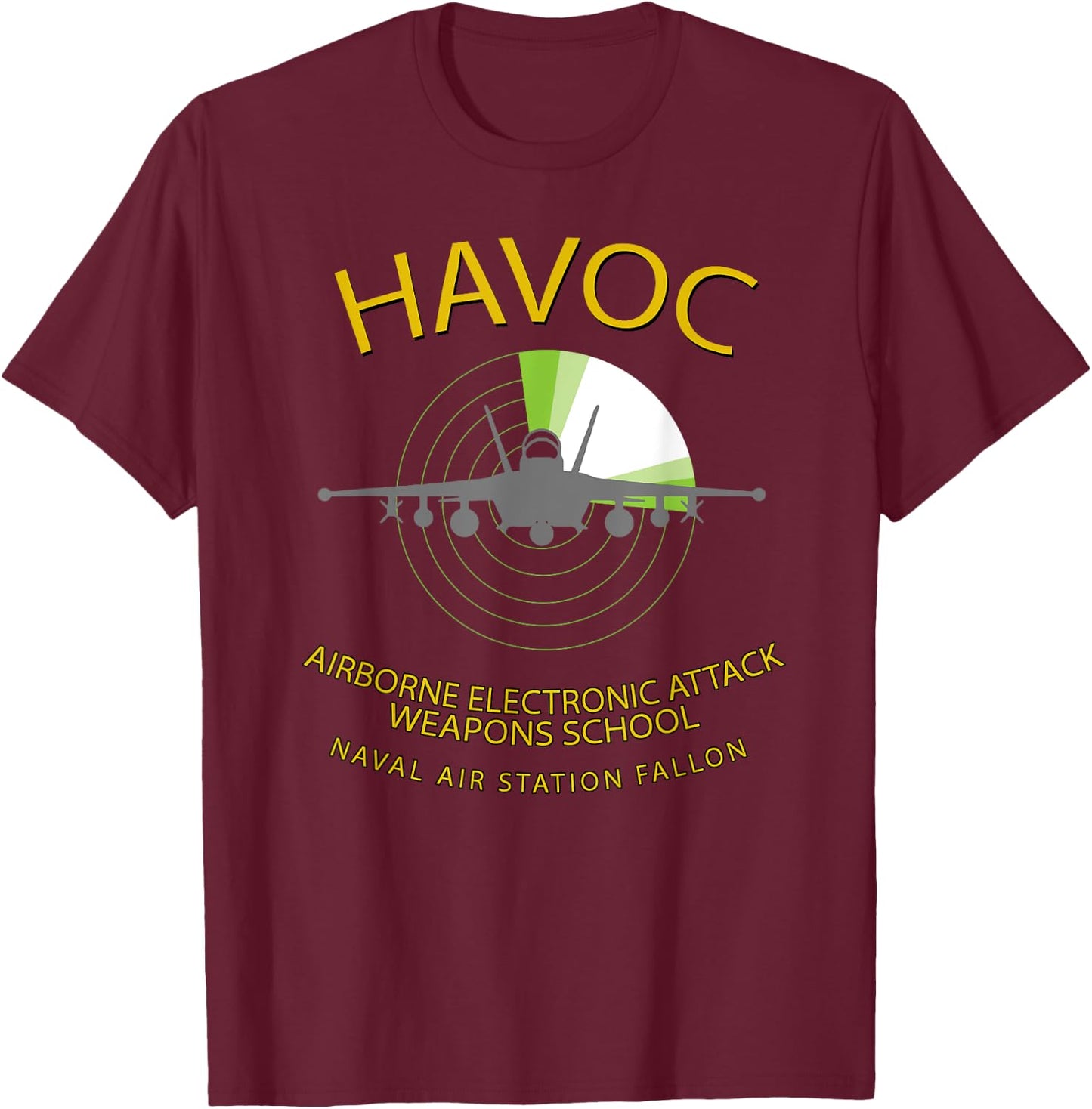 HAVOC Airborne Electronic Attack Weapons School EA-18 T-Shirt - T-Shirt | Maroon