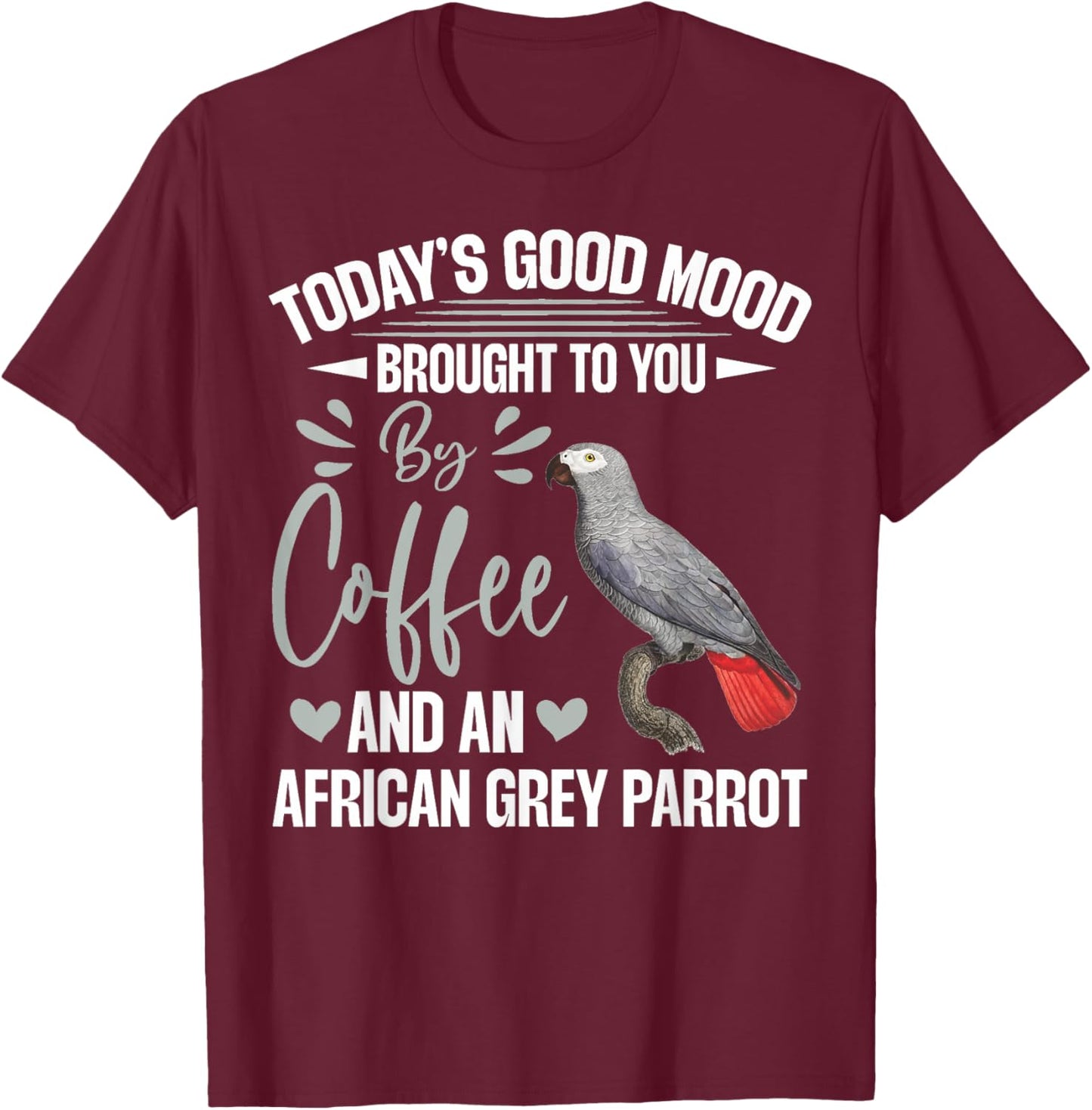 Parrot African Grey Clothing Black African Grey Parrot Themed Men's T-Shirt - T-Shirt | Maroon