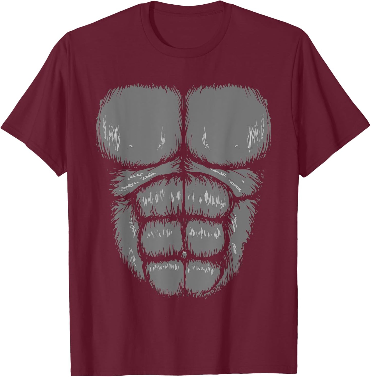 Halloween Funny Gorilla Monkey Belly Chest Costume T-Shirt - T-Shirt | Maroon