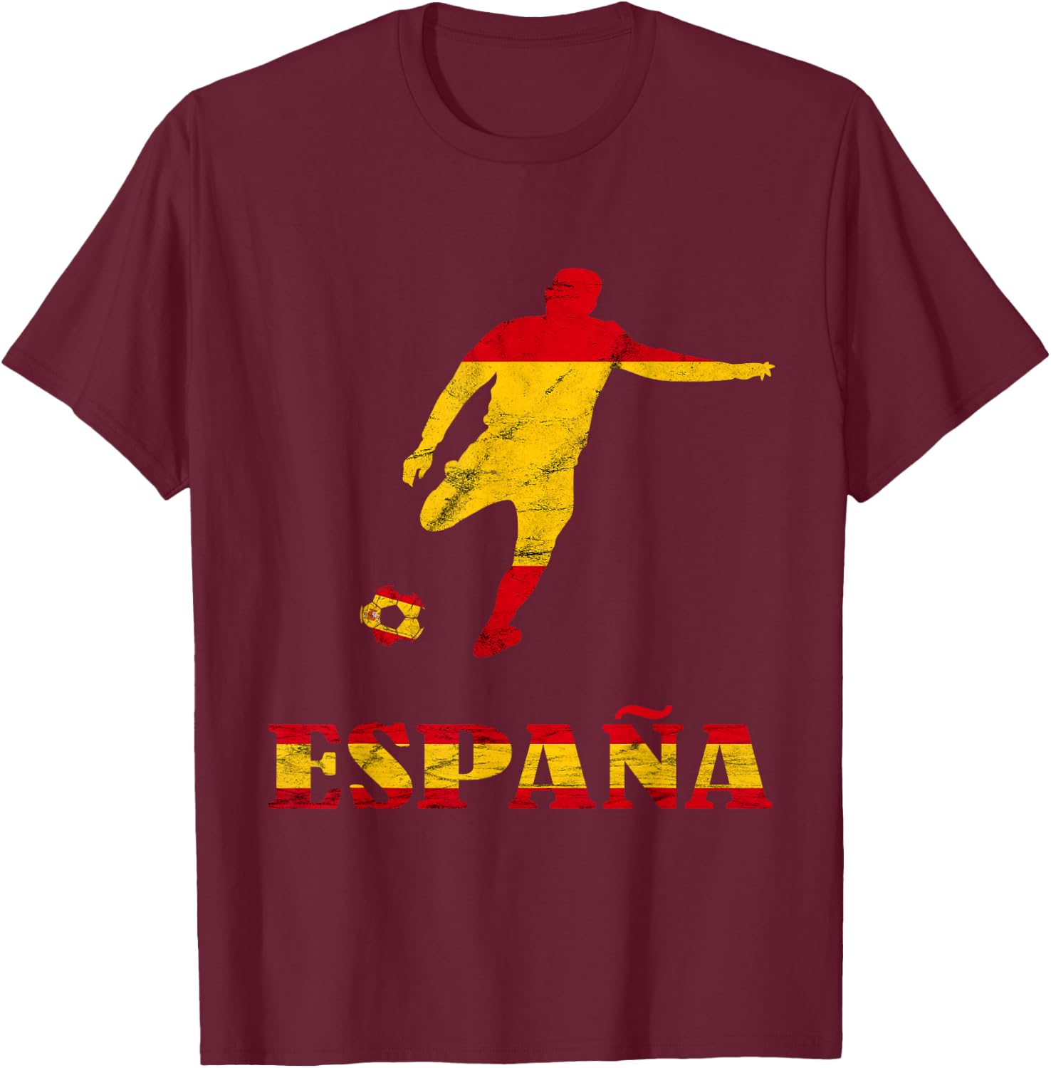 Espana Spain Soccer Player Spain Flag Spanish Pride Espanol T-Shirt - T-Shirt | Maroon
