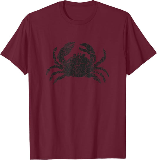 Crab Distressed Print - Vintage Crab T-Shirt - T-Shirt | Maroon