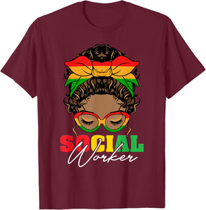 Black History Month Social Worker Social Work Month Women T-Shirt - T-Shirt | Maroon