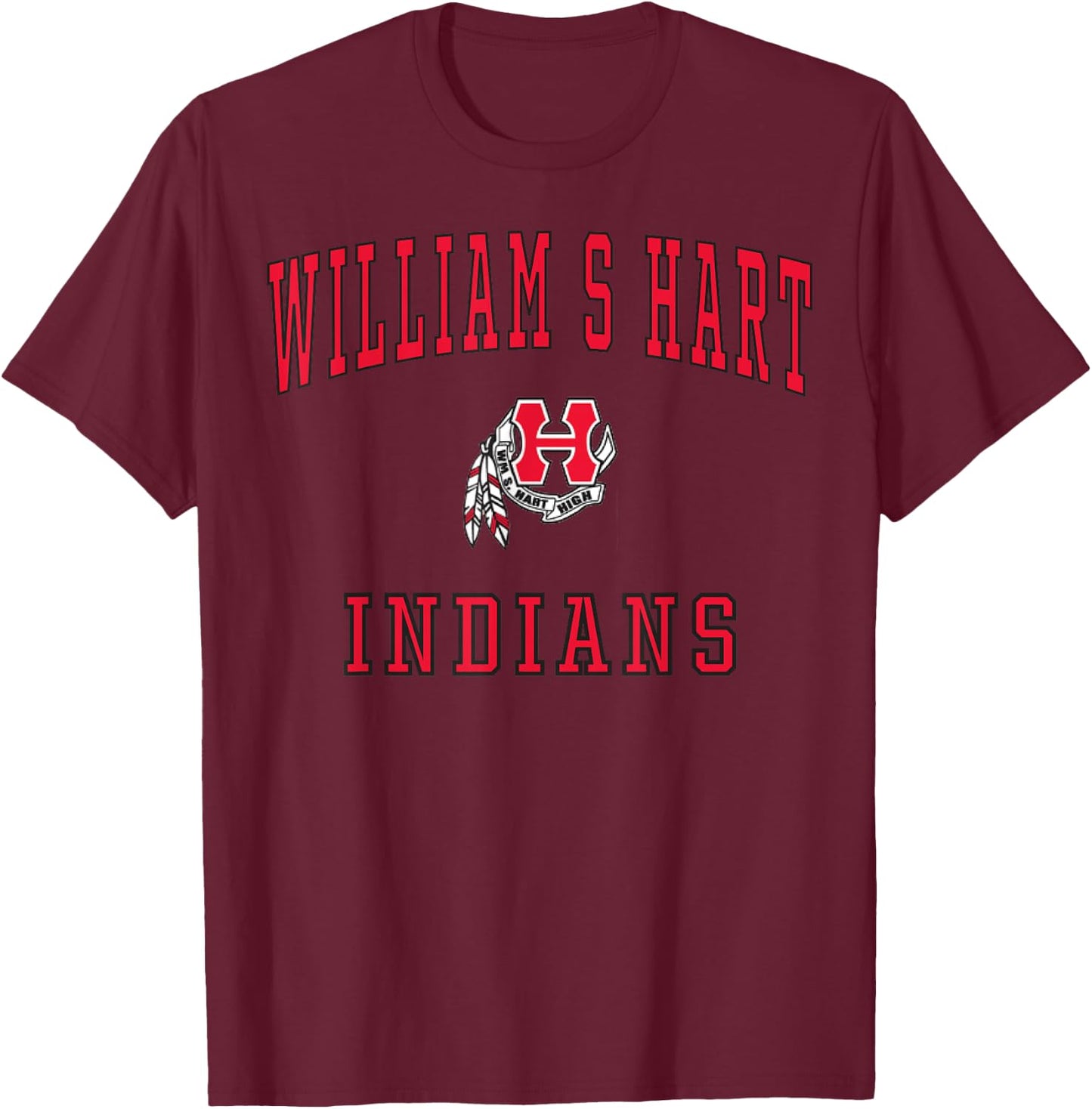 William S Hart High School Indians C1 T-Shirt - T-Shirt | Maroon