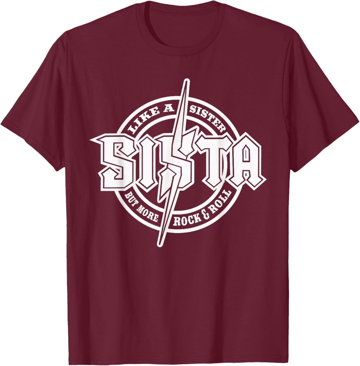 Hard Rock Sister - Sister Lightning Bolt T-Shirt - T-Shirt | Maroon