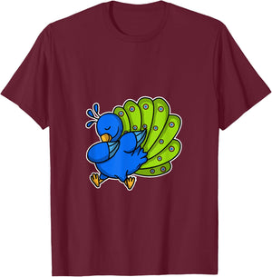 Funny Dabbing Peacock Gift Colourful Bird Dab Dance T-Shirt - T-Shirt | Maroon