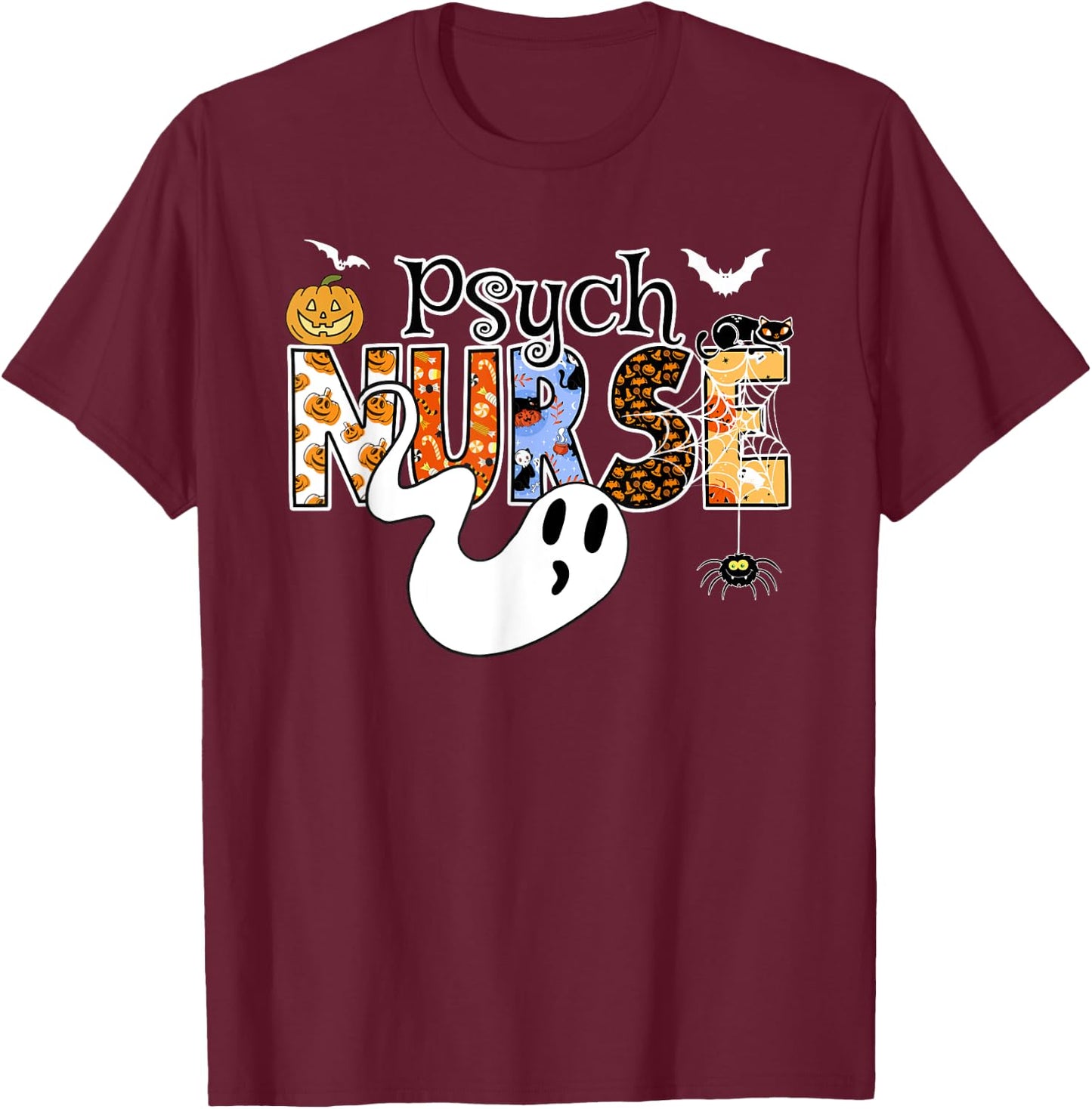 PSYCH NURSE Halloween Costume Psych Nurse Halloween T-Shirt - T-Shirt | Maroon