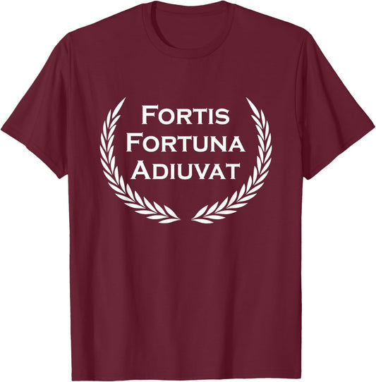 Latin saying for brave - Fortis Fortuna Adiuvat T-Shirt - T-Shirt | Maroon