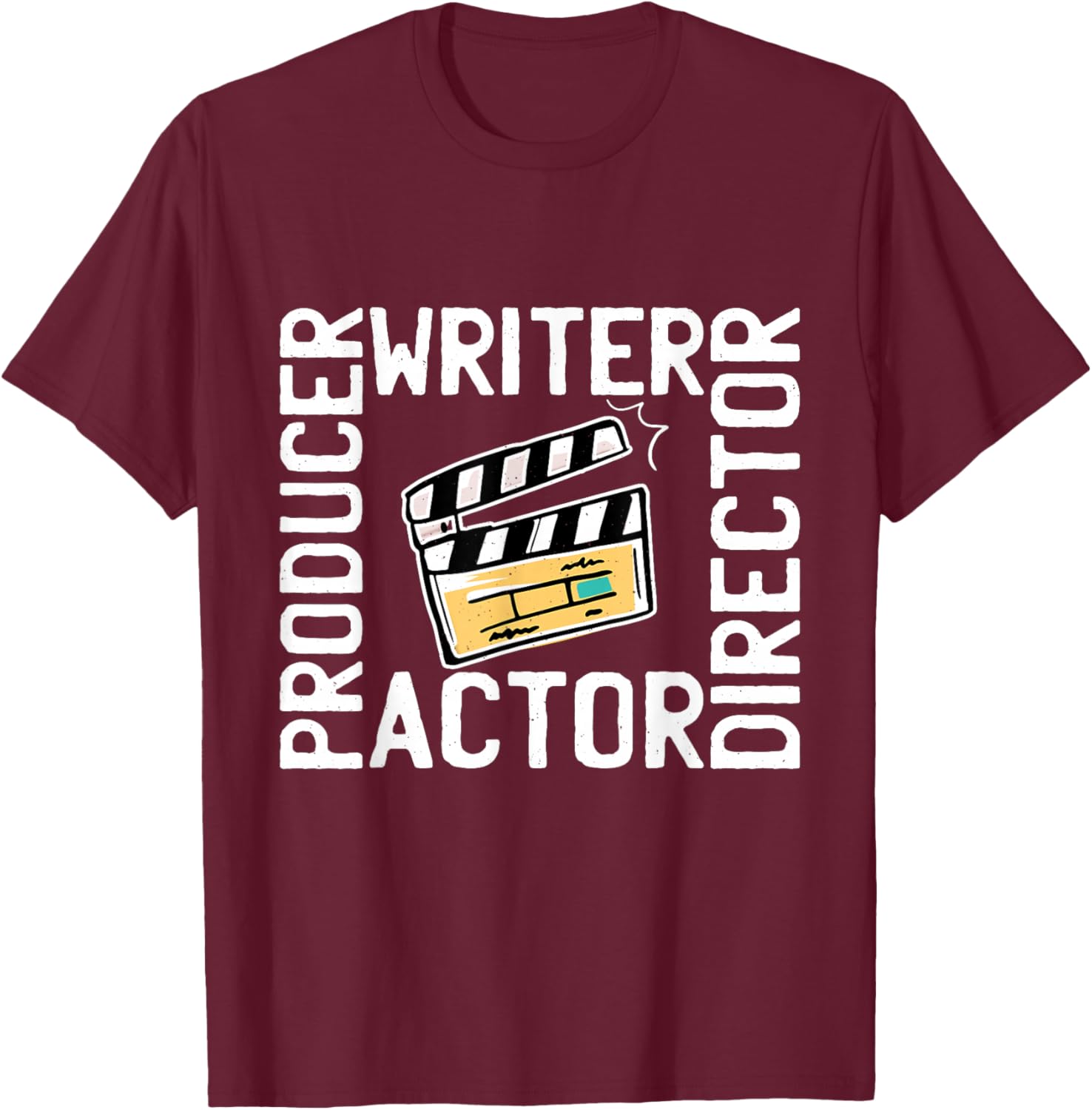 Funny Film Editor Designs For Film Making Lover -Adults Black Short Sleeve Classic Fit Retro Movie-Themed T-Shirt - T-Shirt | Maroon