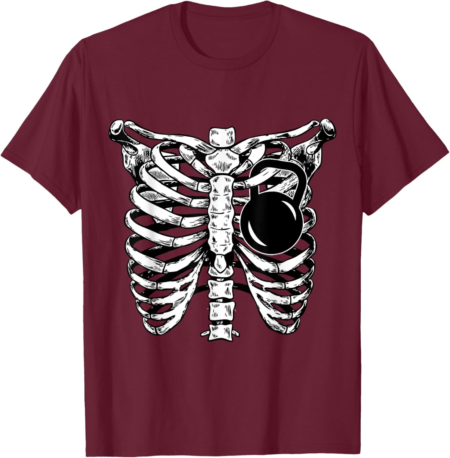 KettleBell Heart Rib Cage Workout Funny Fitness Lover Gift T-Shirt - T-Shirt | Maroon
