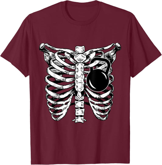 KettleBell Heart Rib Cage Workout Funny Fitness Lover Gift T-Shirt - T-Shirt | Maroon