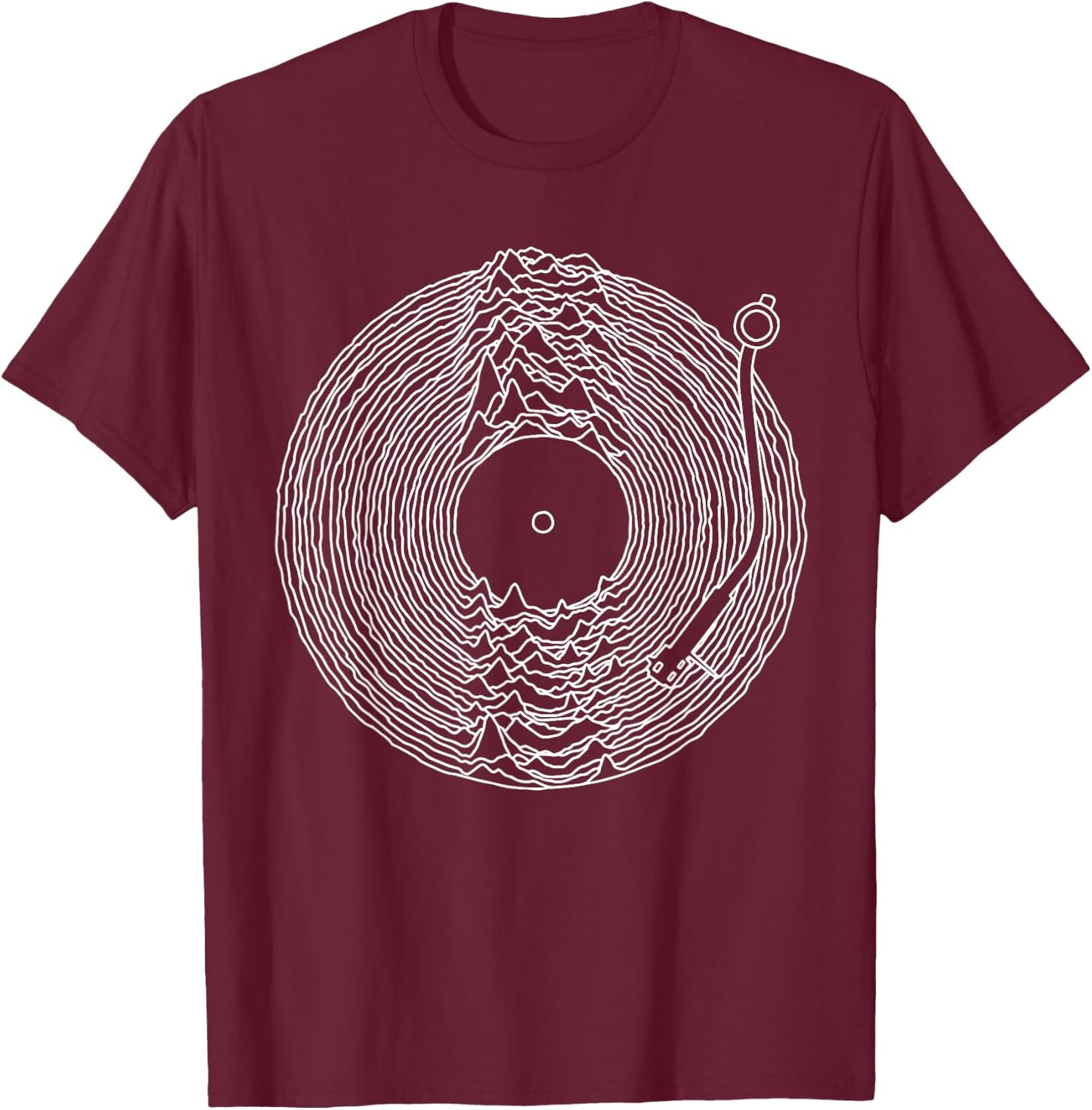 Unknown Pleasures Vinyl Record T-Shirt - T-Shirt | Maroon