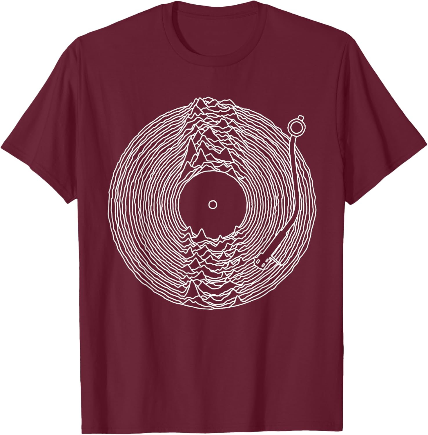 Unknown Pleasures Vinyl Record T-Shirt - T-Shirt | Maroon