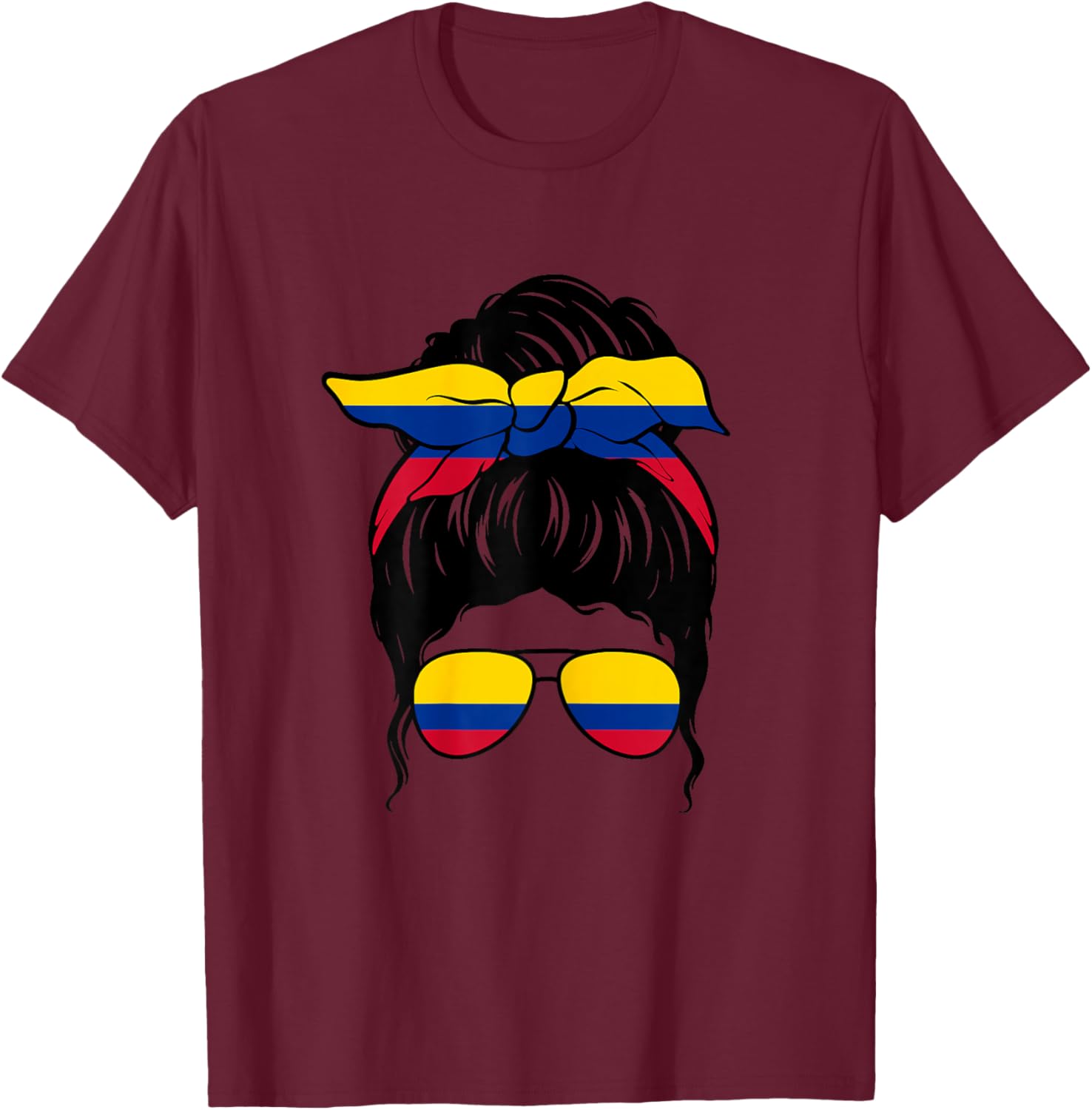 Colombian Girl Colombian Flag Colombian Proud Colombian Woman T-Shirt - T-Shirt | Maroon