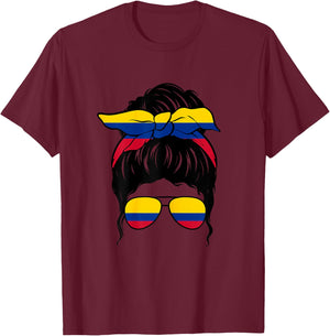Colombian Girl Colombian Flag Colombian Proud Colombian Woman T-Shirt - T-Shirt | Maroon