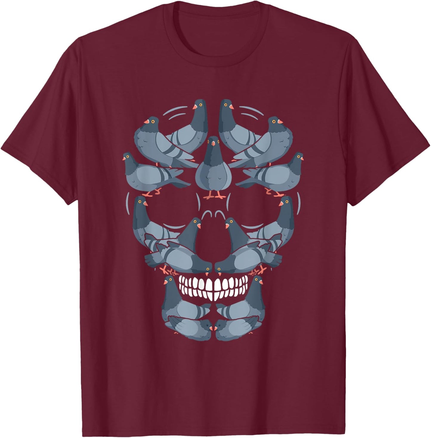 Halloween Art Installation Skull Pigeon Bird Funny Costume T-Shirt - T-Shirt | Maroon