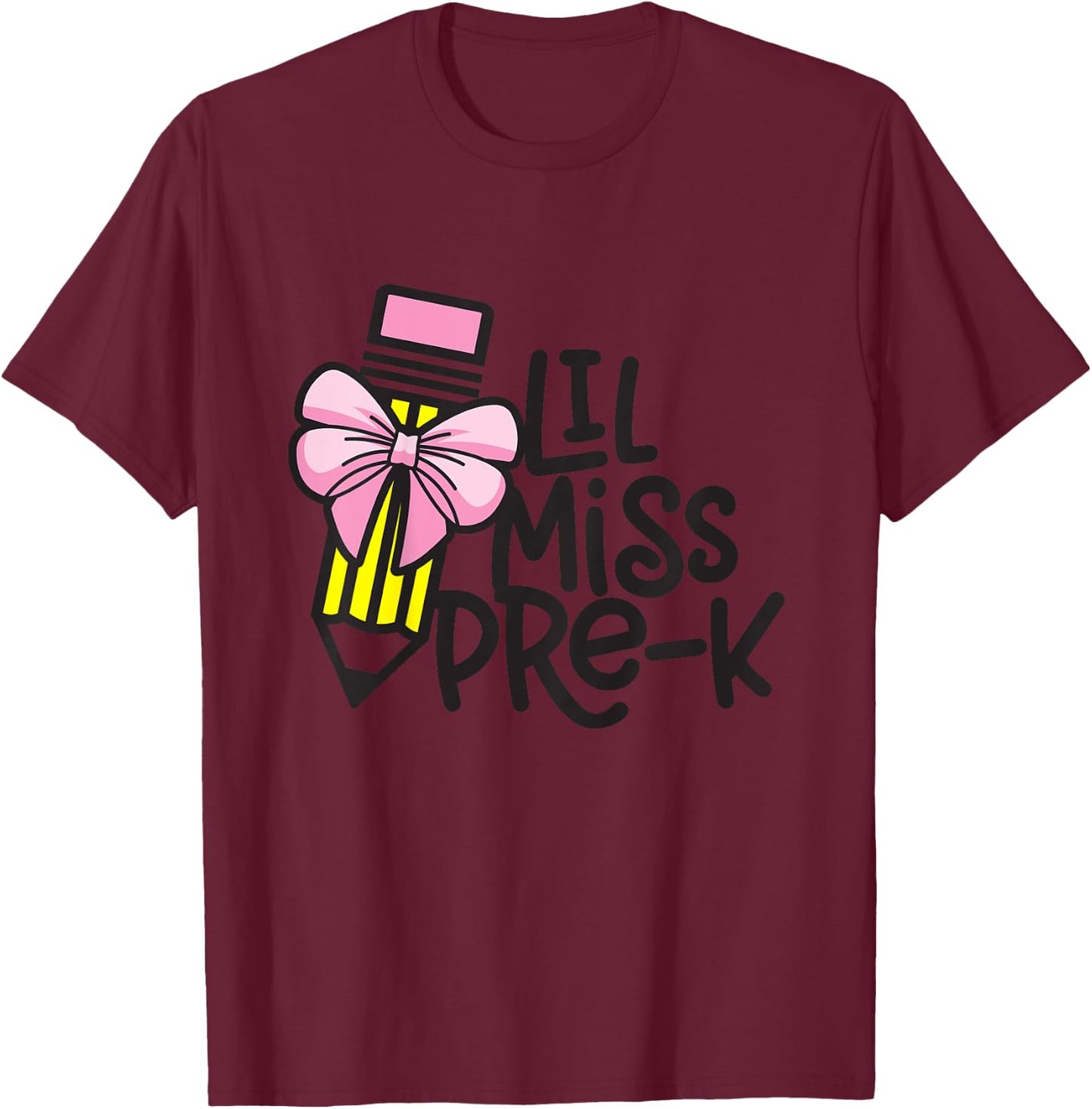 Little Miss Pre-K Shirt Back to School Pre Kindergarten T-Shirt - T-Shirt | Maroon