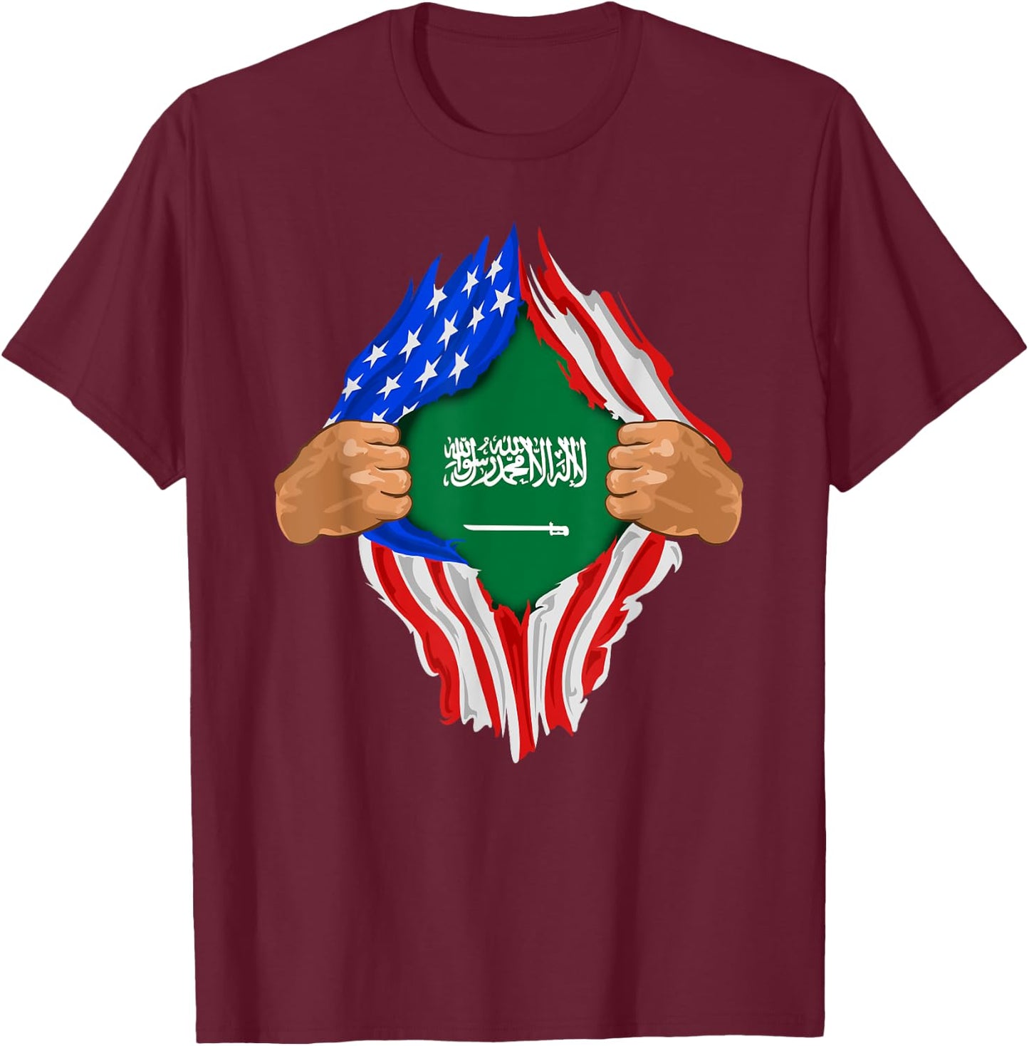 Saudi Arabian Blood Inside Me Shirt | Saudi Arabia Flag Gift T-Shirt - T-Shirt | Maroon