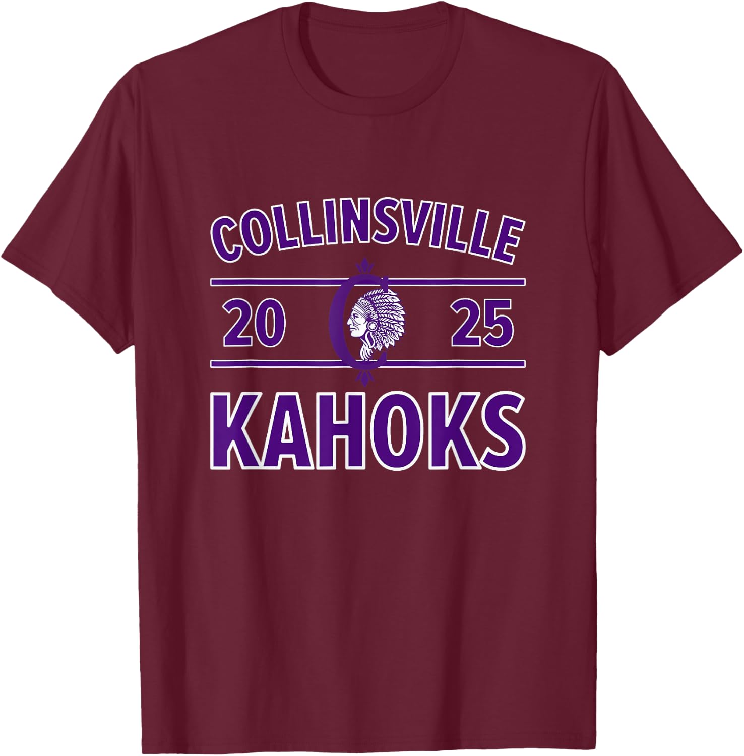 Collinsville Kahoks Logo 2025 HS T-Shirt - T-Shirt | Maroon