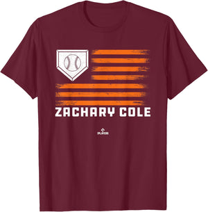 Vintage Flag Gameday Zachary Cole Prospect Baseball Fan Gear T-Shirt - T-Shirt | Maroon