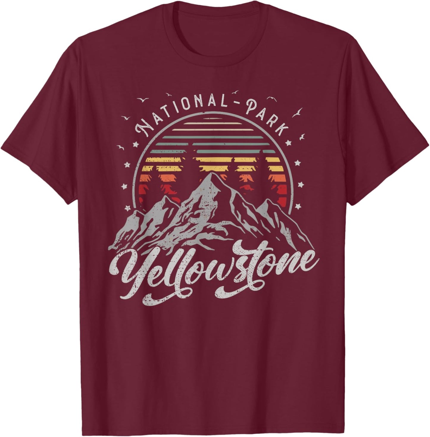 Retro Yellowstone National Park US Vintage Yellowstone T-Shirt - T-Shirt | Maroon