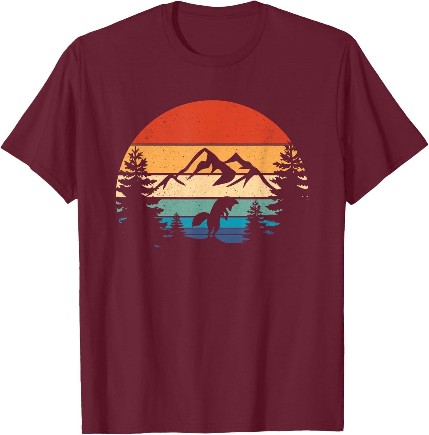 Fox Lover Wildlife Animal Vintage Fox Retro Foxes T-Shirt - T-Shirt | Maroon