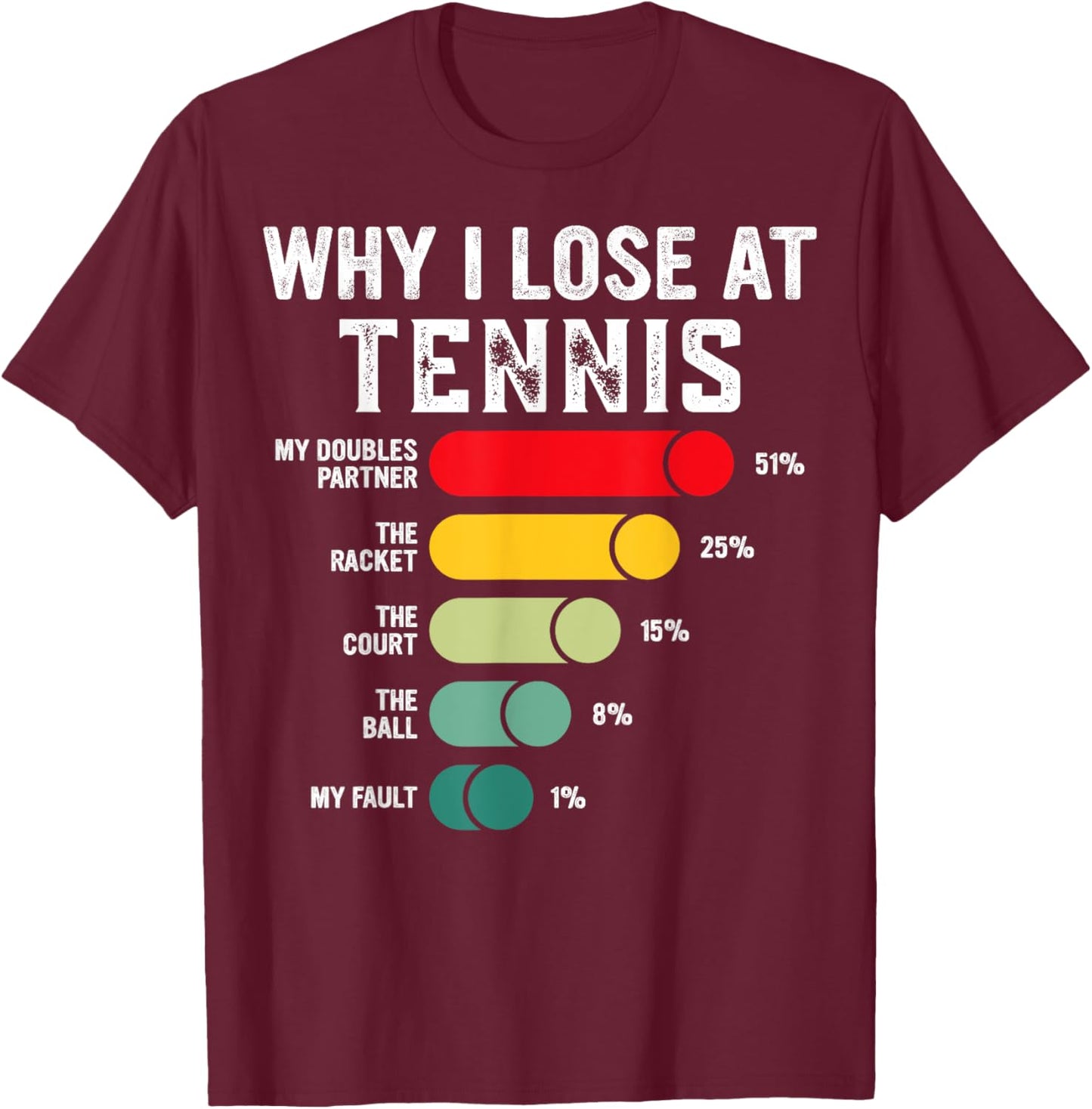 Why I Lose At Tennis Humor Tennis Player Lover Quote T-Shirt - T-Shirt | Maroon