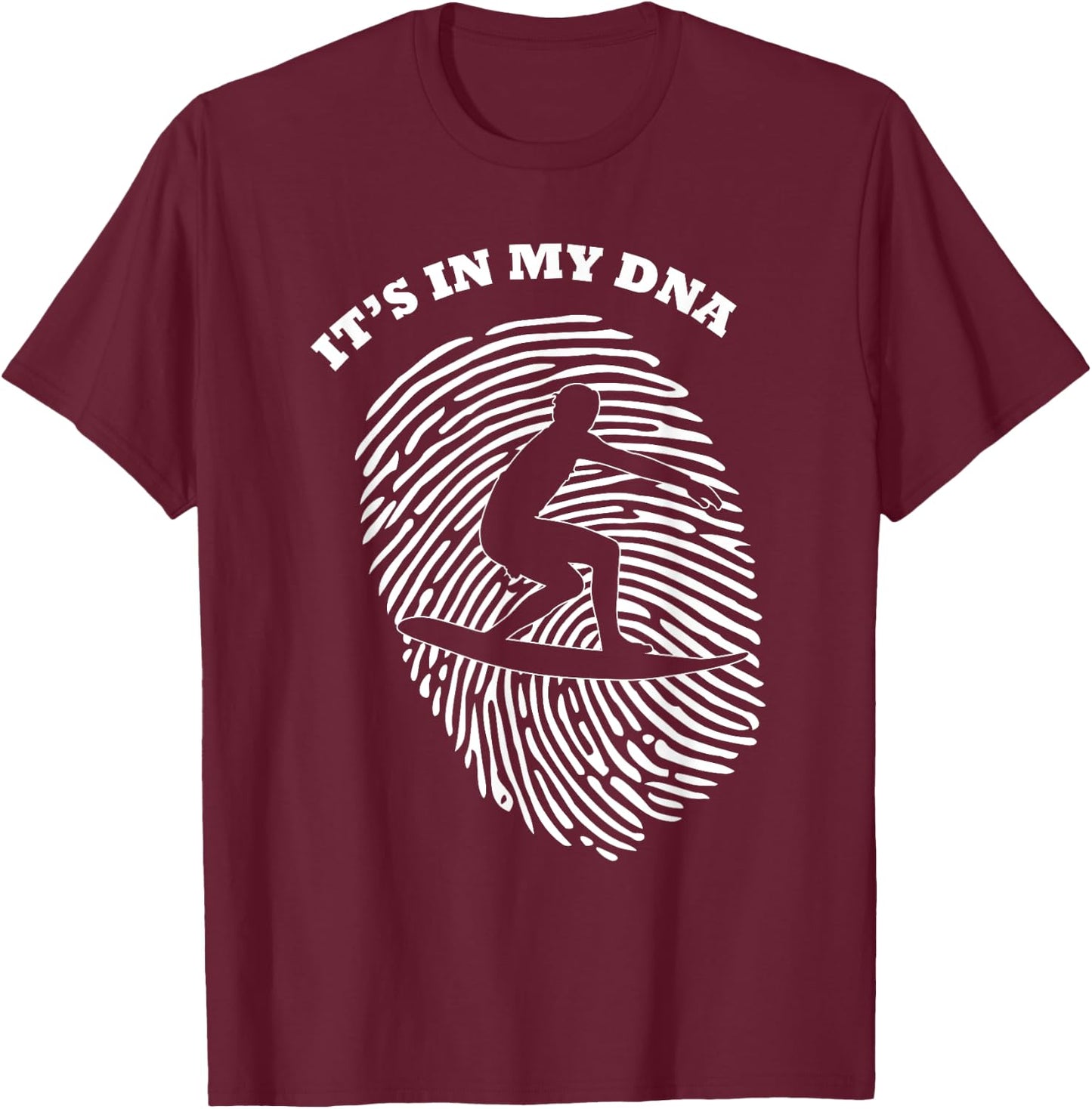 It's In My DNA Surfing Wave Surfer | Fingerprint Fans Retro T-Shirt - T-Shirt | Maroon