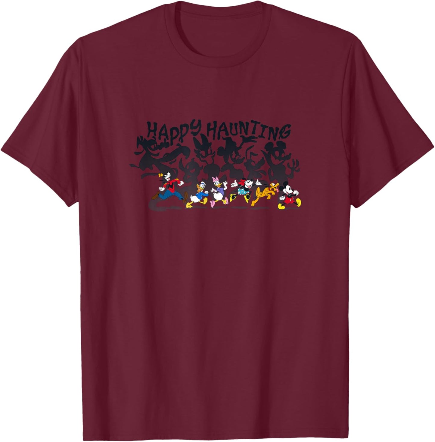Disney Mickey and Friends Halloween Happy Haunting Spooky T-Shirt - T-Shirt | Maroon