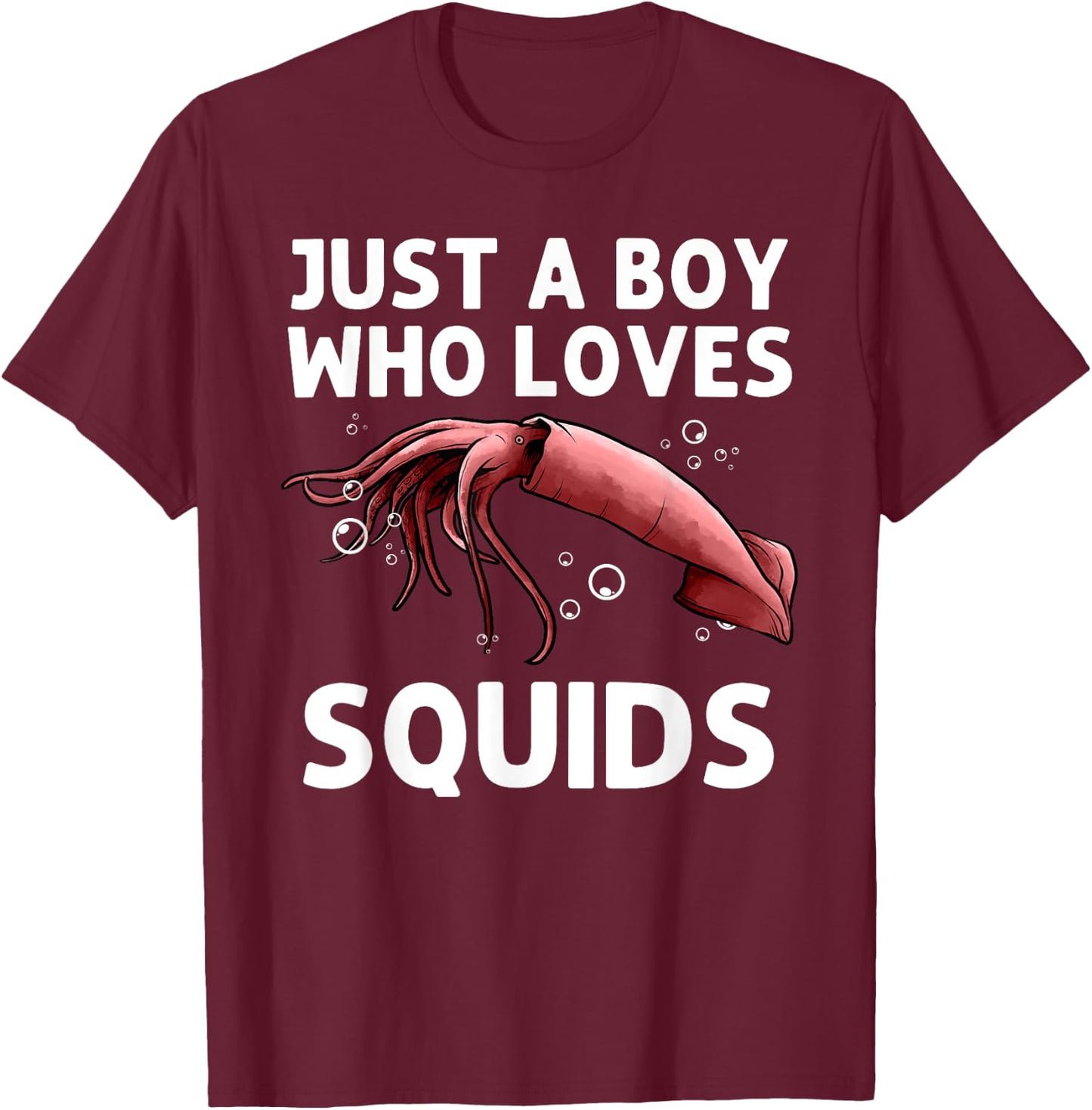 Squid Gift Boys Men Giant Squid Seafood Calamari Lovers T-Shirt - T-Shirt | Maroon