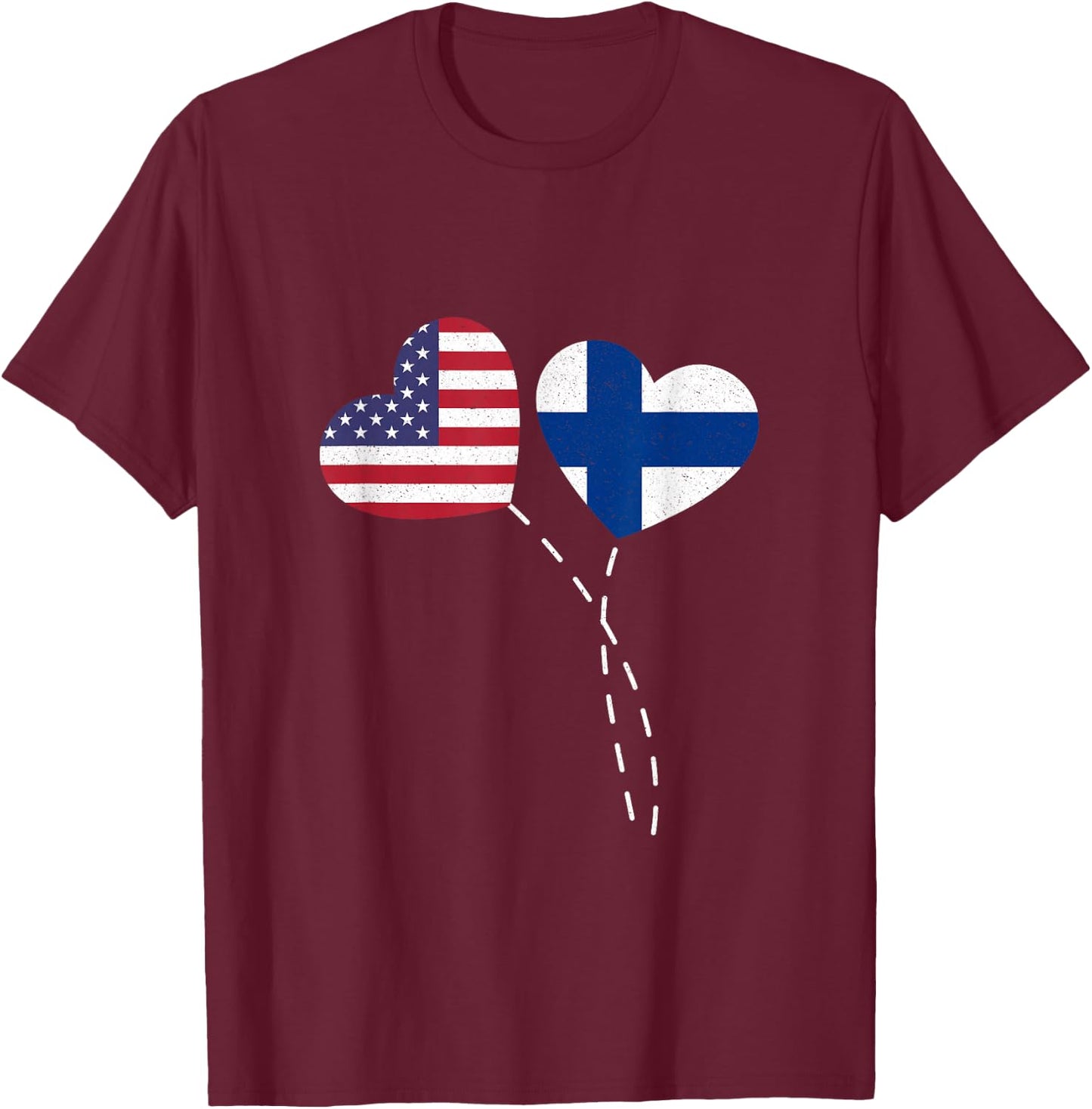Loving Finland USA Flag Heart Finnish Americans Love Women Kids Men T-Shirt - T-Shirt | Maroon