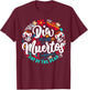 Day of the Dead Dia de los Muertos Sugar Skull Halloween T-Shirt - T-Shirt | Maroon