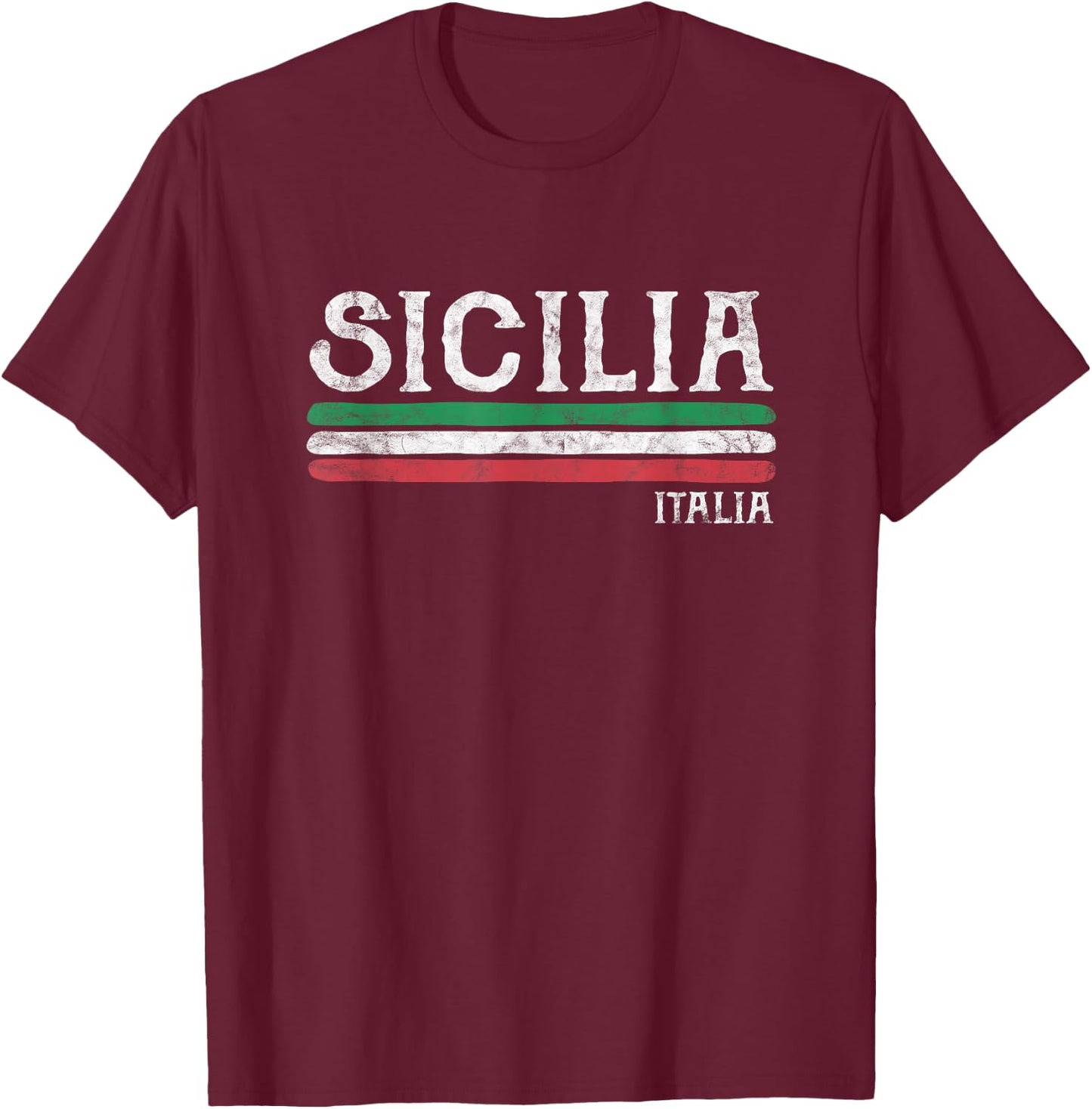 Sicily Sicilian Italy Italian Flag Souvenirs T-Shirt - T-Shirt | Maroon