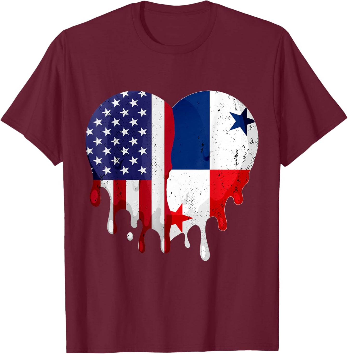 American Panamanian Hispanic Heritage Month Panama Heart T-Shirt - T-Shirt | Maroon
