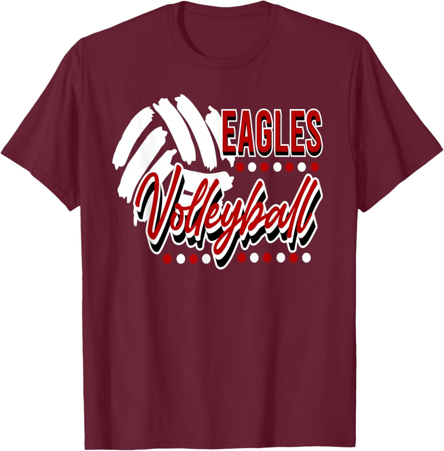 Eagles Volleyball Mom Player Red Black White T-Shirt - T-Shirt | Maroon