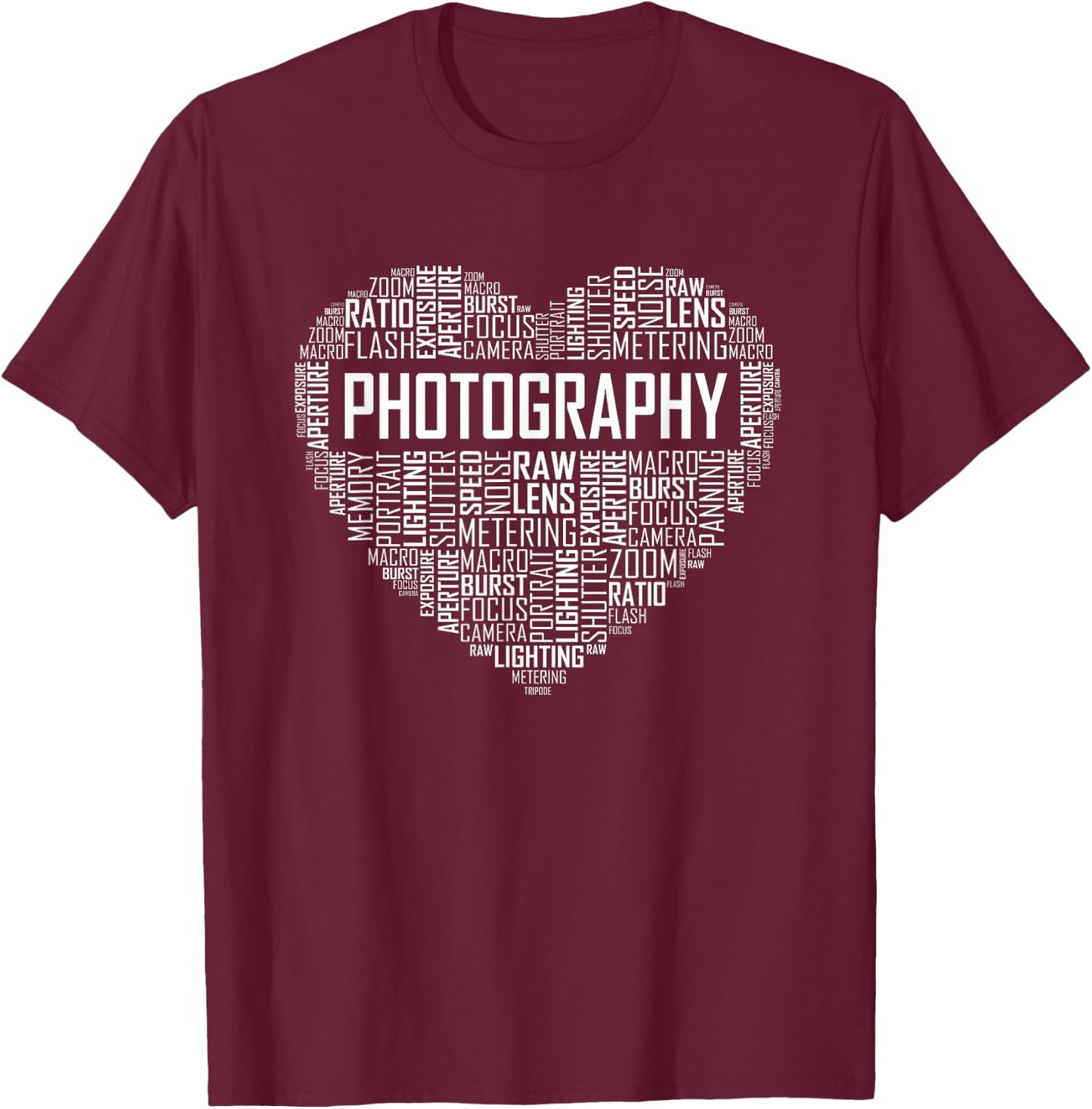 Photography Heart Lover Gift Photographer Love T-Shirt - T-Shirt | Maroon