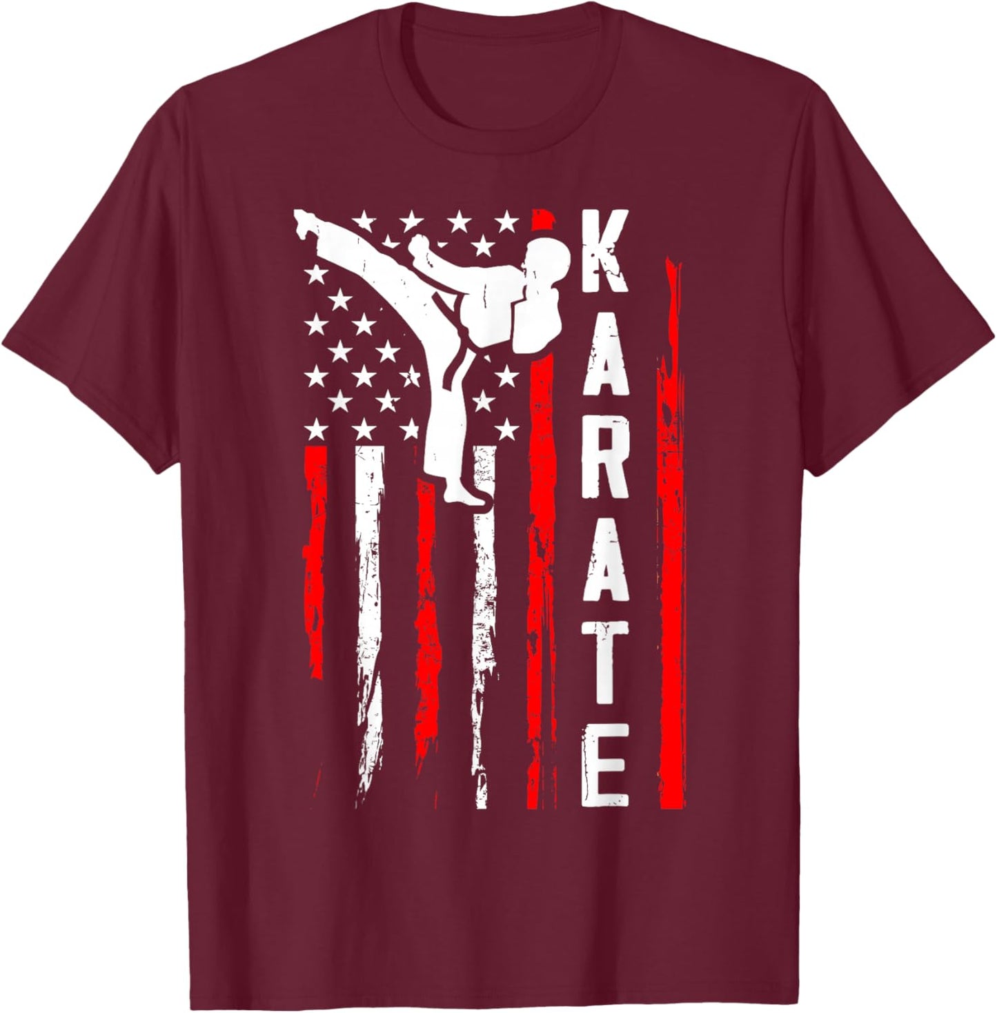 Karate USA American Flag T-Shirt - T-Shirt | Maroon