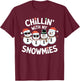 Chillin’ With My Snowmies Funny Christmas Snowman T-Shirt - T-Shirt | Maroon
