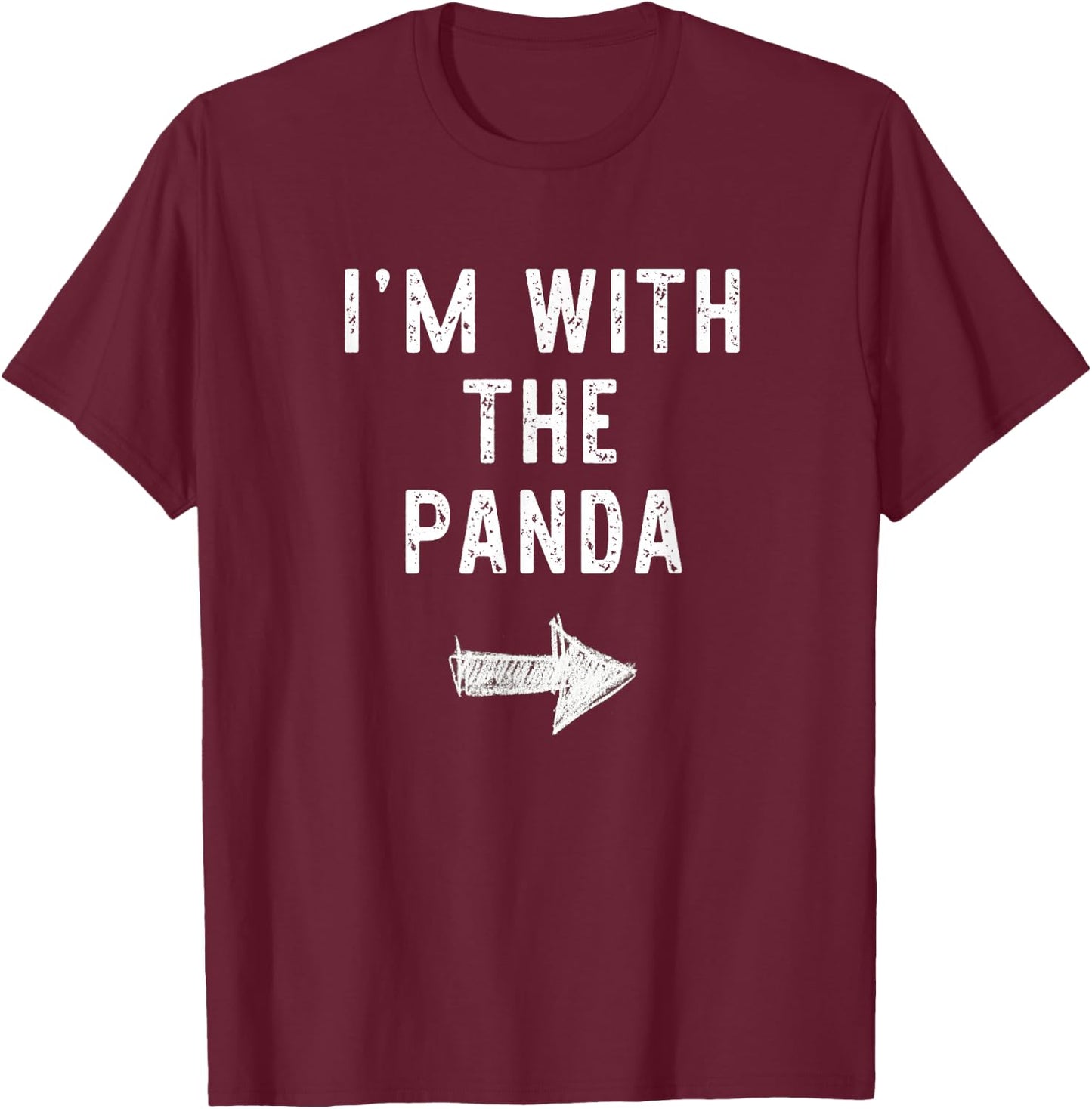 I’m With The Panda Funny Halloween Couple Costume T-Shirt - T-Shirt | Maroon