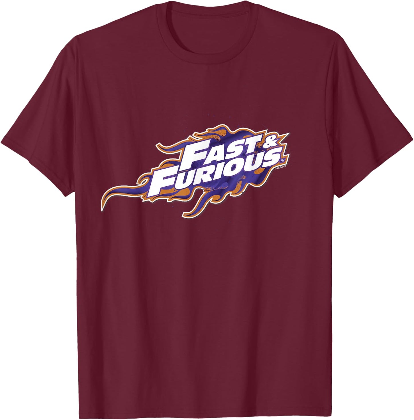 Fast & Furious Purple and Orange Flames Logo T-Shirt - T-Shirt | Maroon