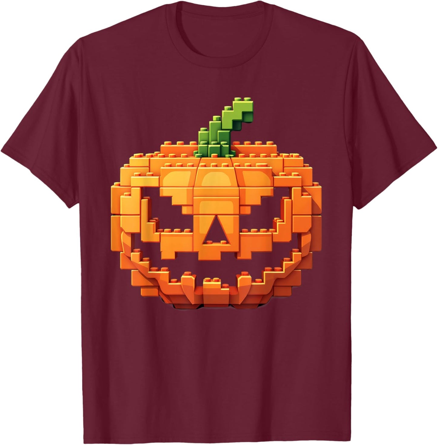 Halloween Master Builder Pumpkin kids Building Blocks Bricks T-Shirt - T-Shirt | Maroon