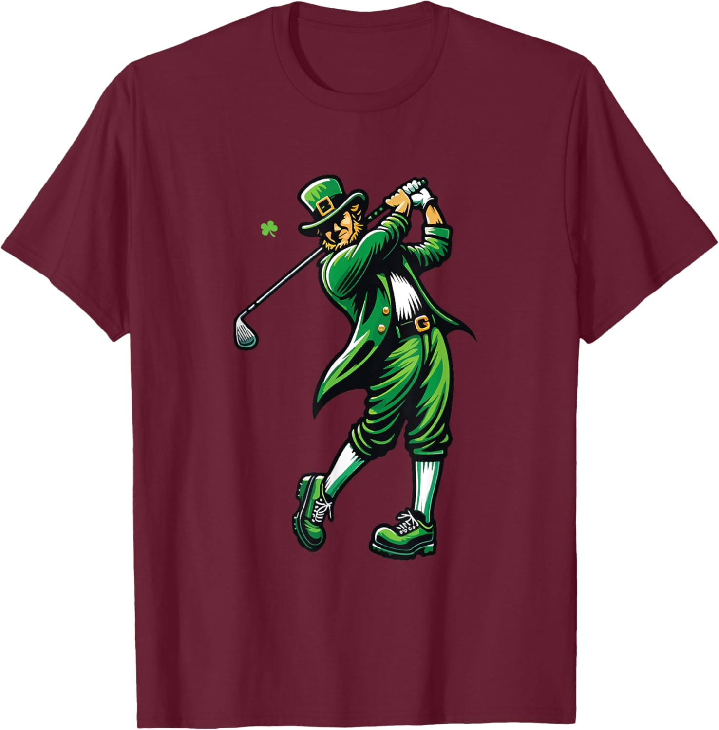Golf St Patrick's Day Irish Leprechaun Golfer Golfing T-Shirt - T-Shirt | Maroon