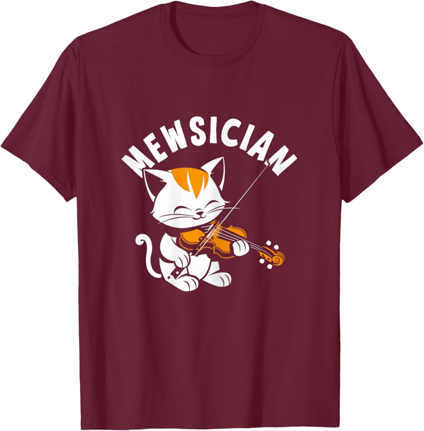 Violin Cat Mewsician Funny Cute Kawaii Cat Violinist T-Shirt - T-Shirt | Maroon