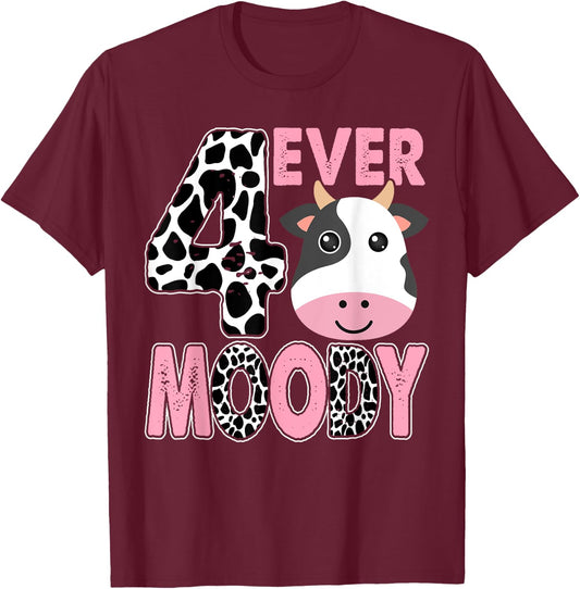 Im 4 4th Bday Four Ever Moody Birthday Decorations T-Shirt - T-Shirt | Maroon