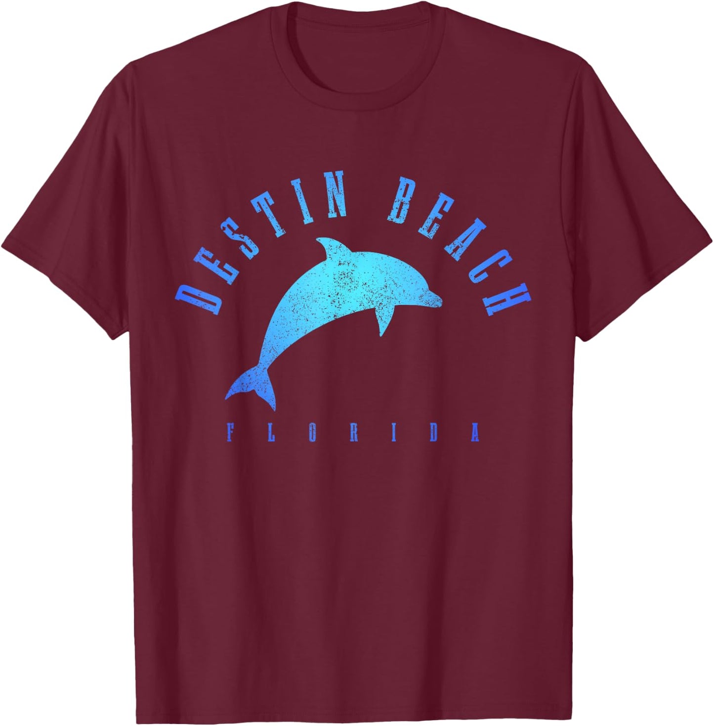 Destin Beach Florida FL Vintage Dolphin Holiday T-Shirt - T-Shirt | Maroon