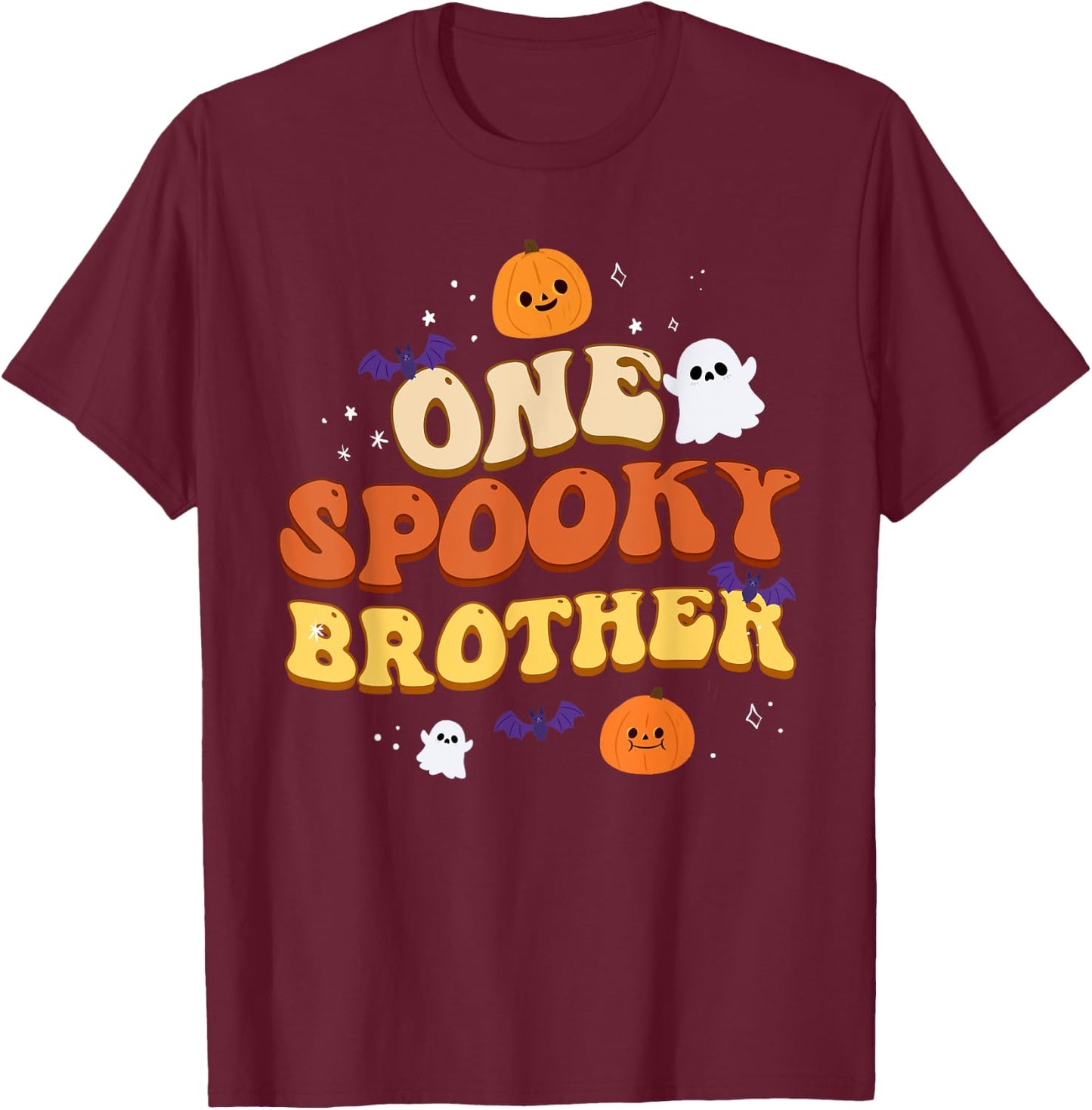 One Spooky Brother Boo Halloween Cute Family Matching Group T-Shirt - T-Shirt | Maroon