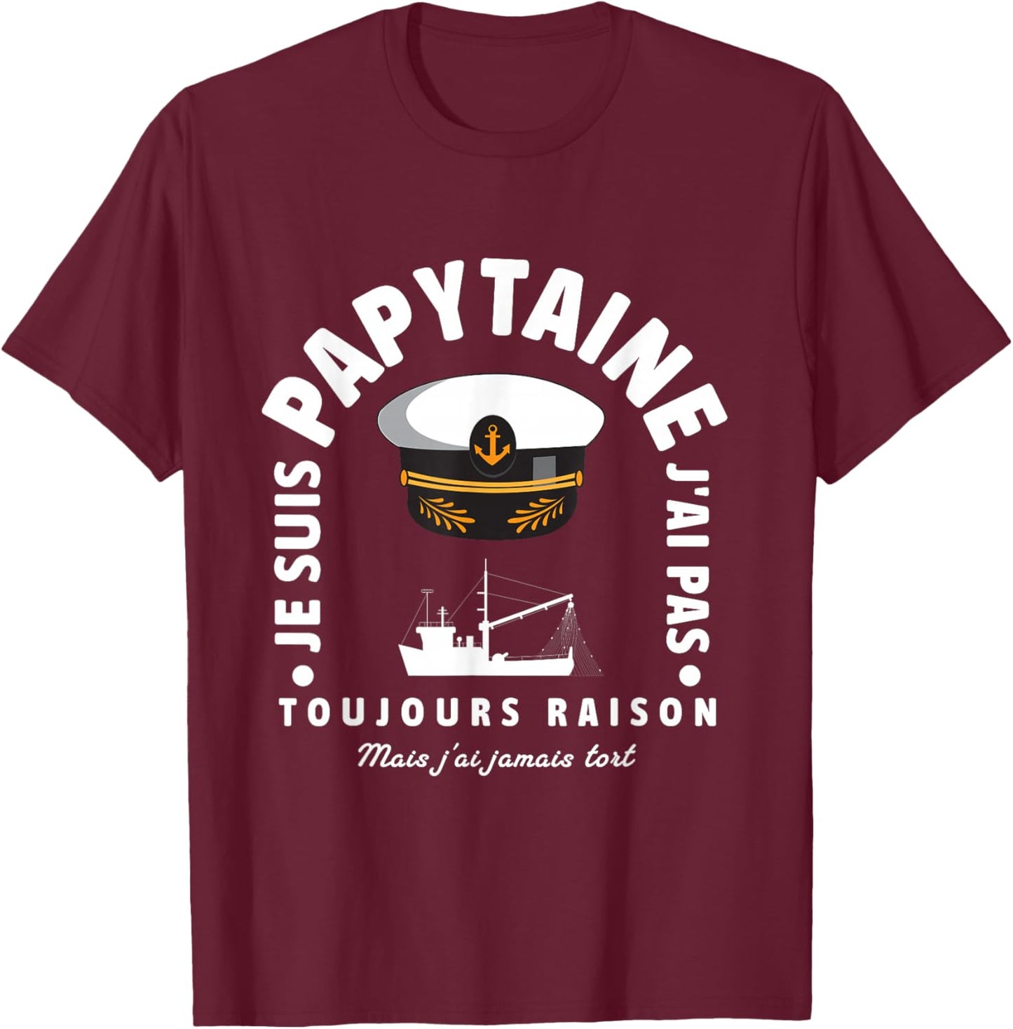 Grandpa Captain Boat Ship Sailor Humor Grandpa , Black, S T-Shirt - T-Shirt | Maroon