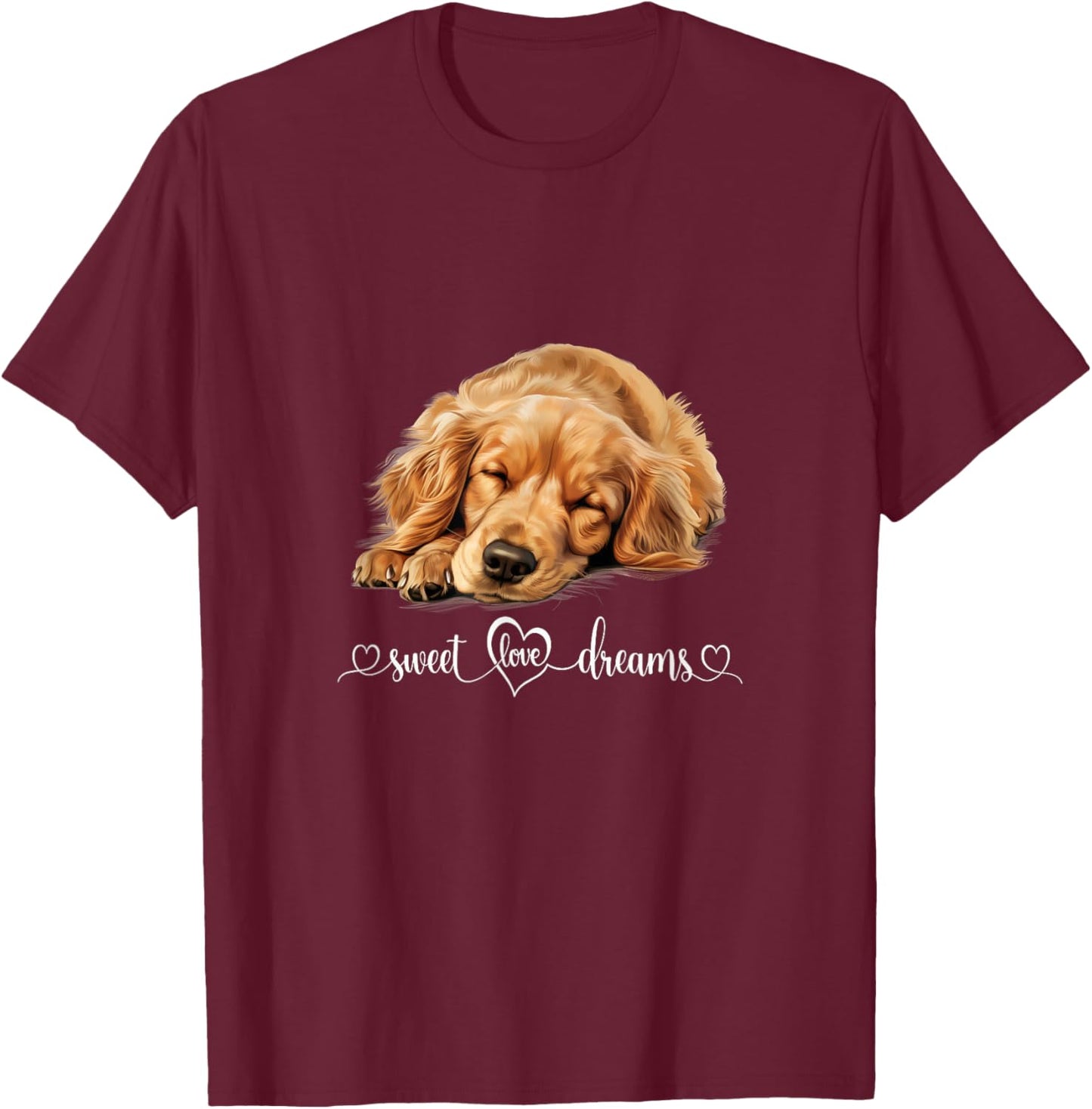 Cute Dog Graphic Dog Lover Golden Retriever Puppy Dog T-Shirt - T-Shirt | Maroon