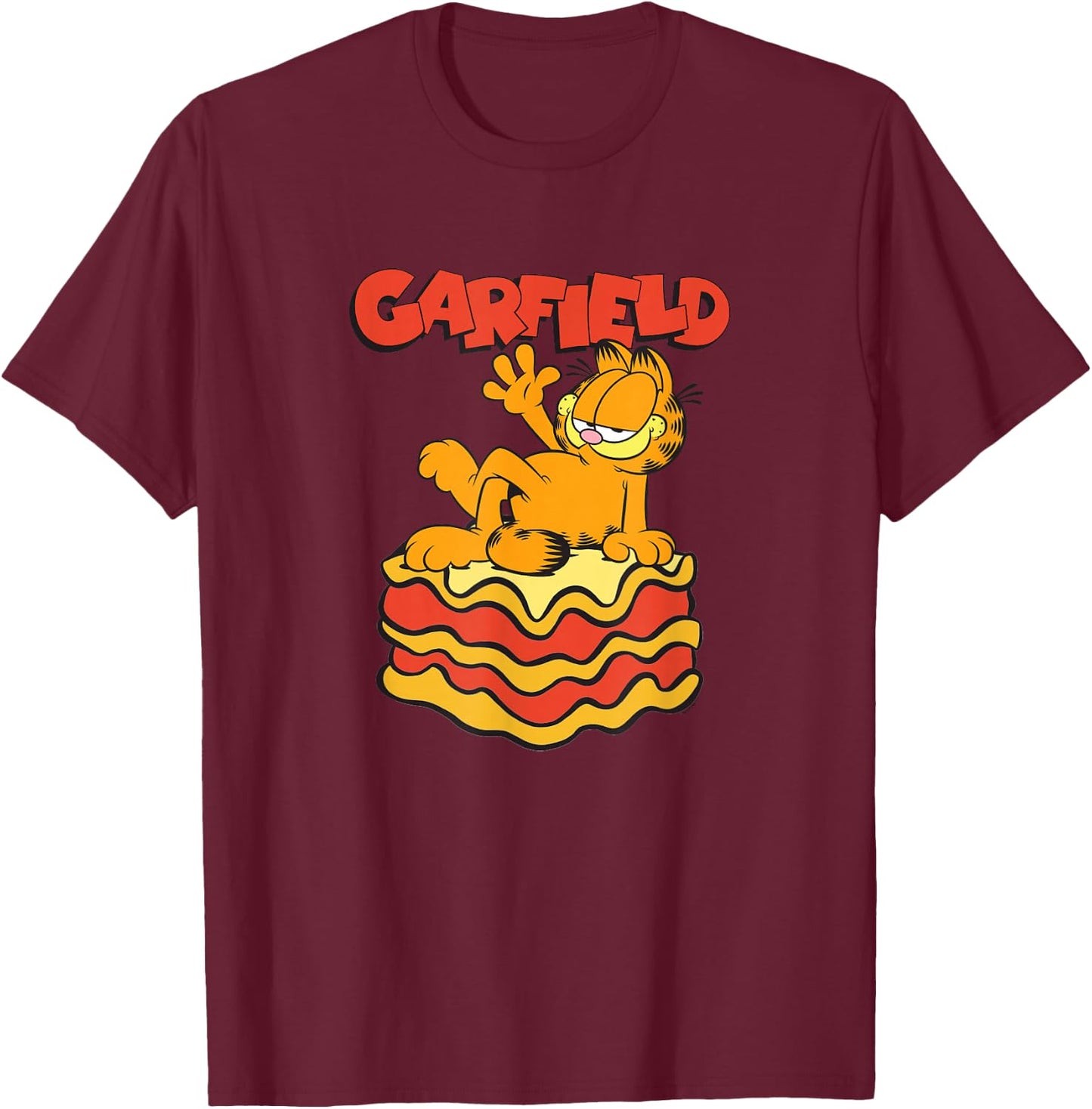 Garfield Lasagna Slice Garfield Pose T-Shirt - T-Shirt | Maroon