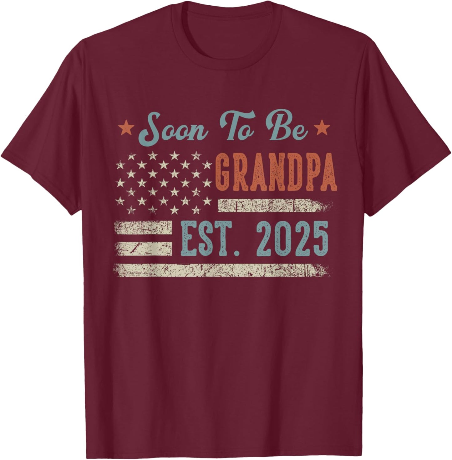 Soon to be Grandpa 2025 Loading Promoted to Grandpa 2025 T-Shirt - T-Shirt | Maroon