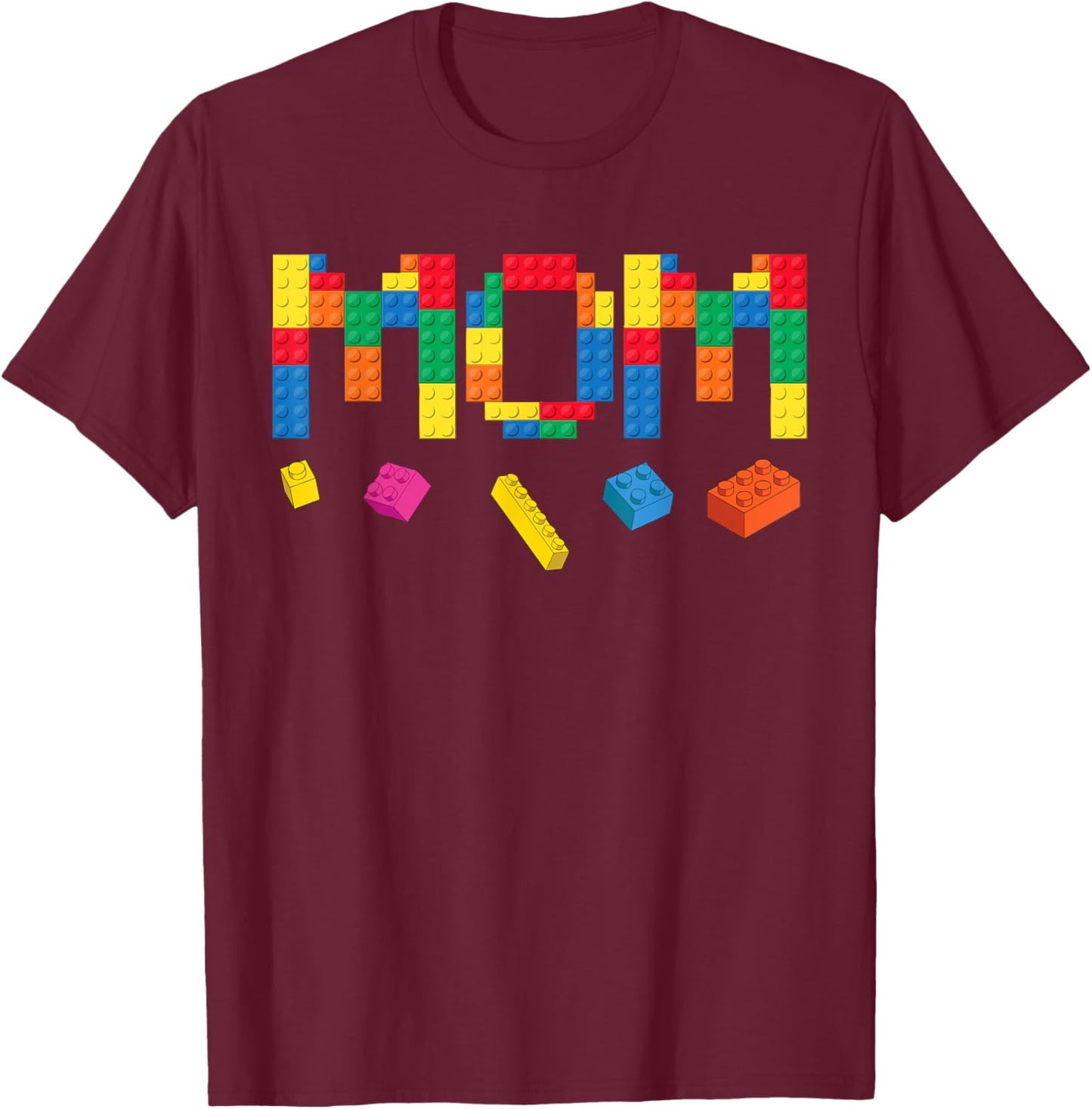 Mom Master Builder Building Bricks Blocks Family Matching T-Shirt - T-Shirt | Maroon